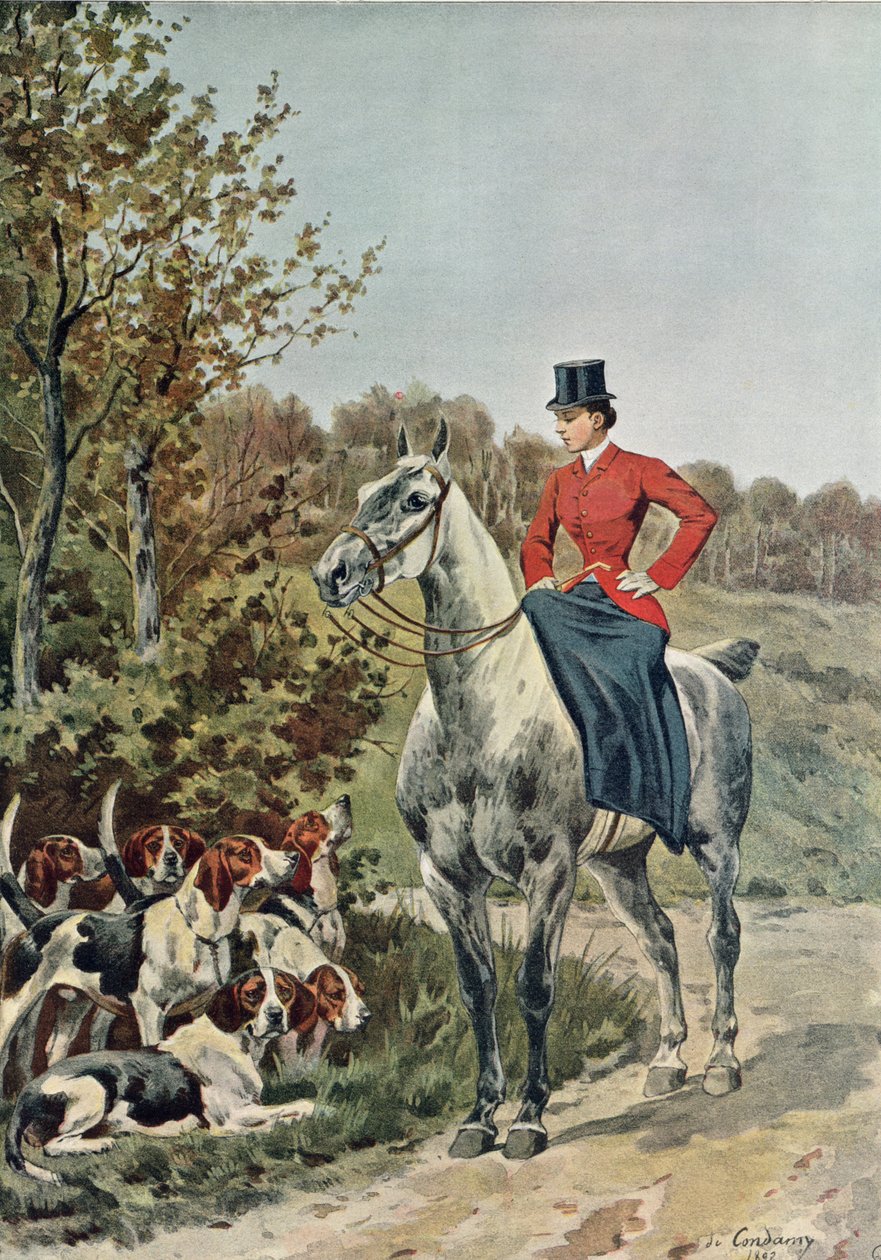 Rougeron-Vignerot tarafından kazınmış 'Paris-Noel 1892-93'ten Tazılı Süvari, 1892 by Charles Fernand de Condamy