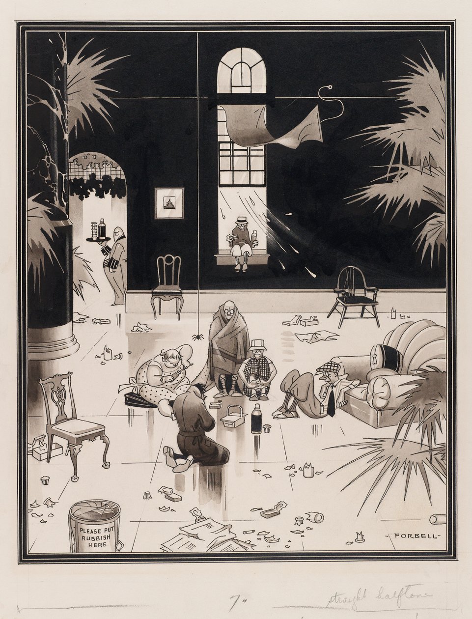 Club Life in America, the Picnickers, 1933 öncesi (kağıt üzerinde kalem ve mürekkeple yıkama) by Charles Forbell