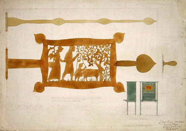 Yazı masası için pirinç menteşe tasarımı by Charles Francis Annesley Voysey