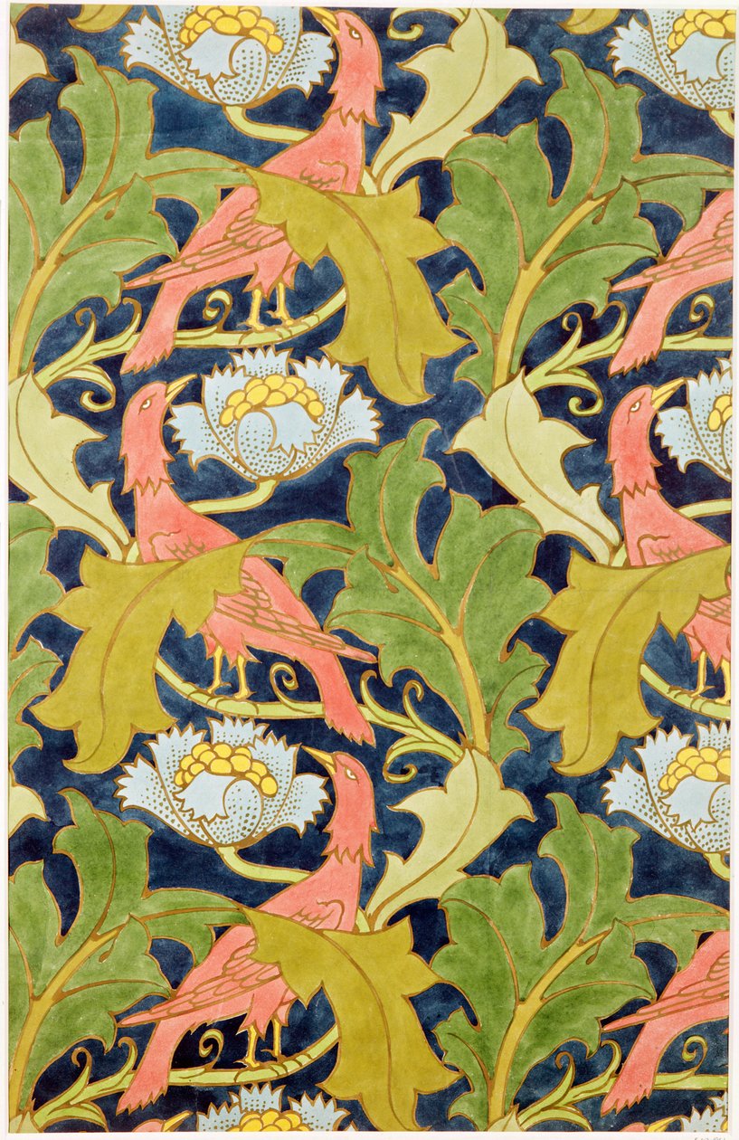GO ve J.Baker tarafından basılan baskılı keten tasarımı, c.1893 by Charles Francis Annesley Voysey