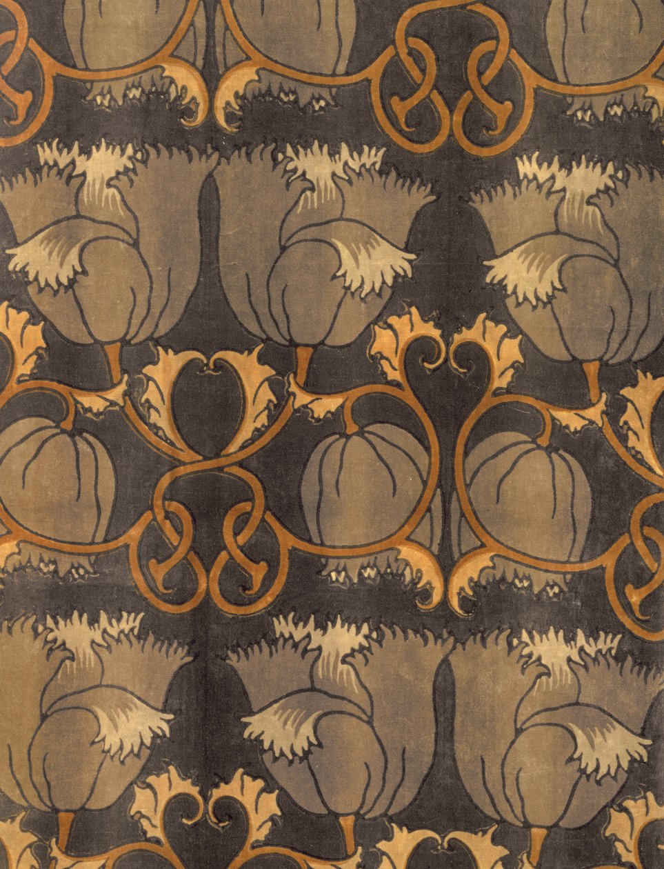 G.P. tarafından üretilen haşhaşlar. & J Baker, c.1888 (basılı kadife) (detay) by Charles Francis Annesley Voysey