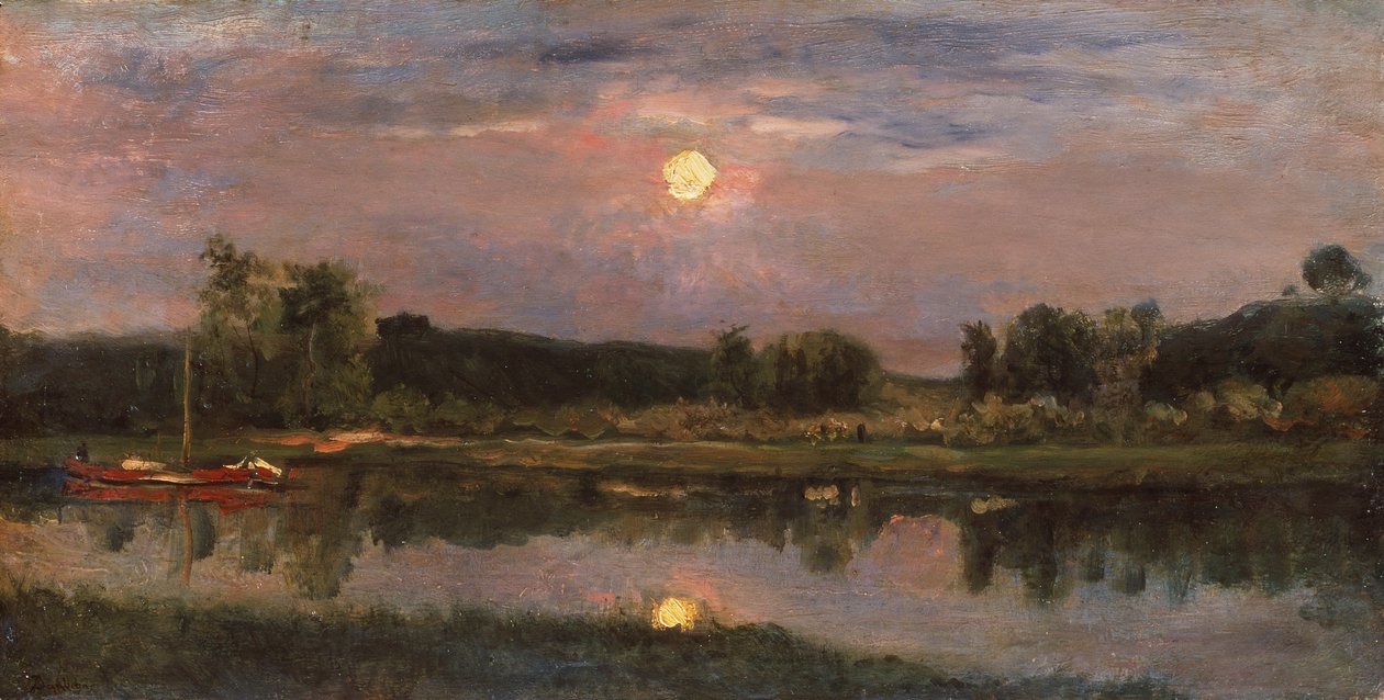 Mehtaplı Nehir Manzarası, c.1855 (gemideki petrol) by Charles Francois Daubigny