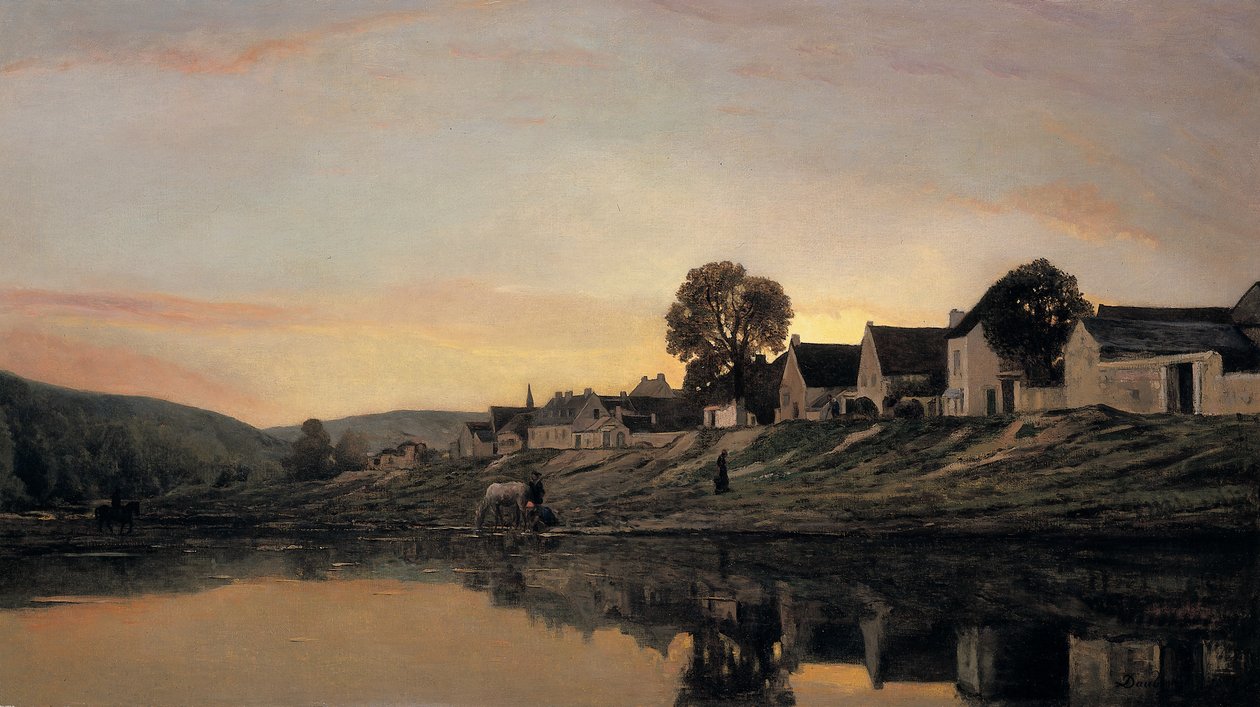 Bonnieres yakınlarında bir köy, 1861 by Charles Francois Daubigny