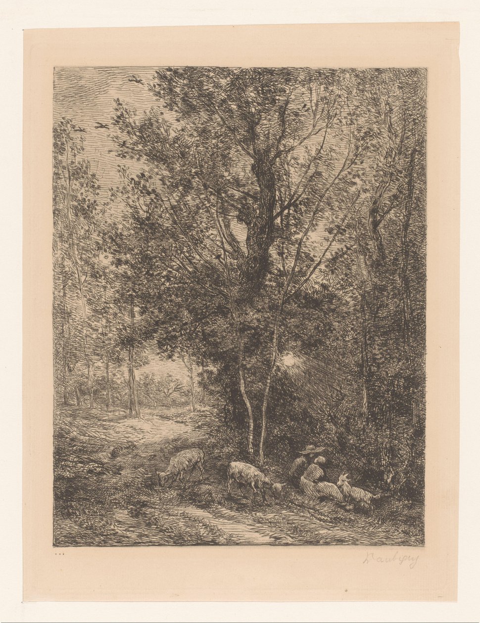 Bos rustende geitenhoeders ile tanıştı Çoban ve çoban kadın by Charles Francois Daubigny
