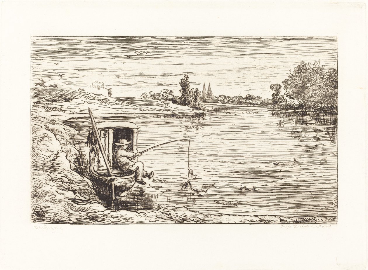 Kabin Boyu Balık Tutma (Le Mousse a la peche) by Charles Francois Daubigny