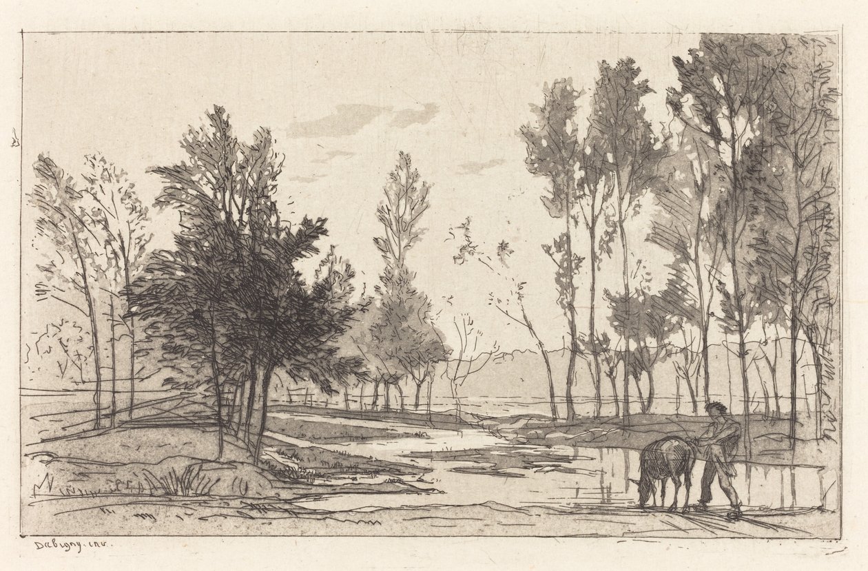 Sulama Yerinde Eşek by Charles Francois Daubigny