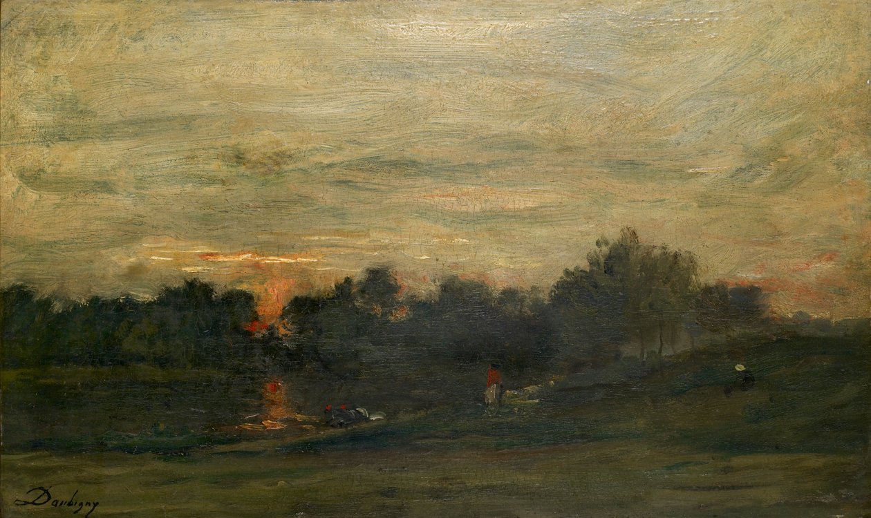 Manzara: Gün batımı, 19. yüzyıl ortası by Charles Francois Daubigny