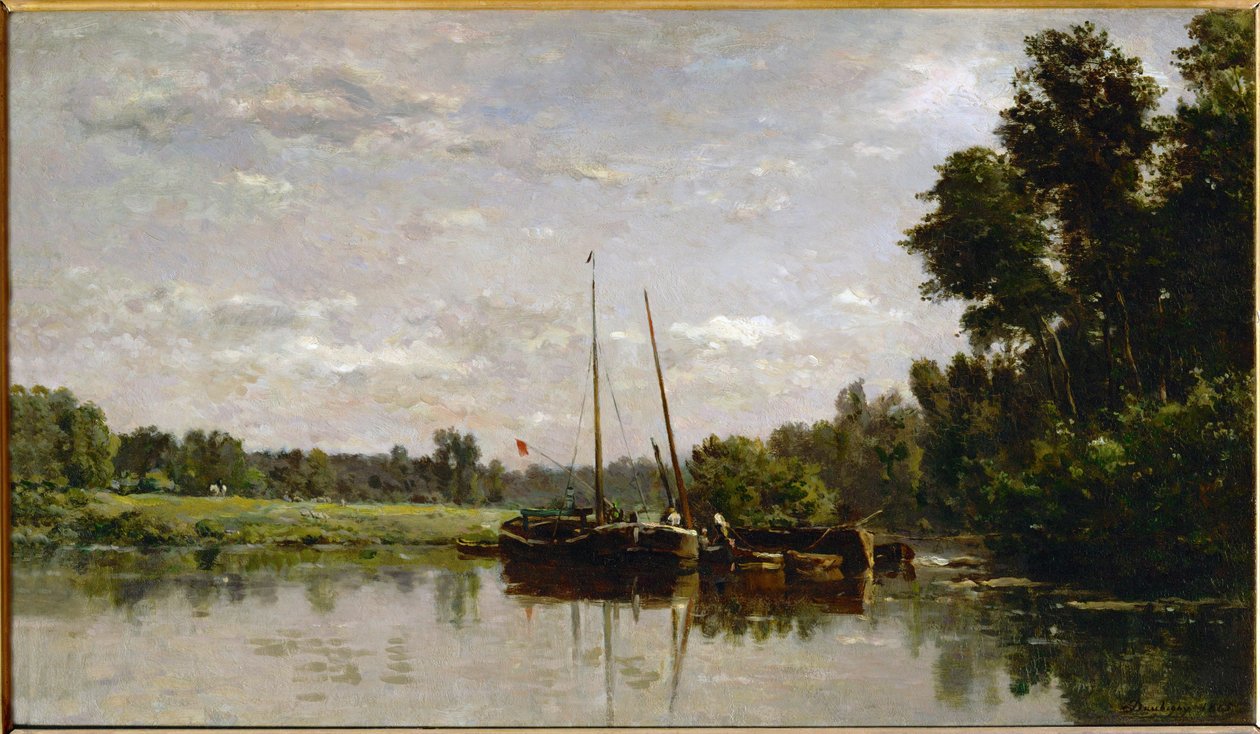 Les peniches - mavnalar ... by Charles Francois Daubigny