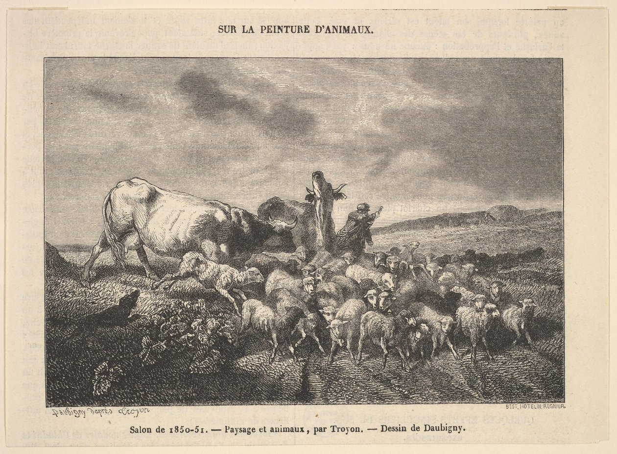 1850-51 Salonu, Manzara ve Hayvanlar, Troyon, 1850-51. by Charles Francois Daubigny