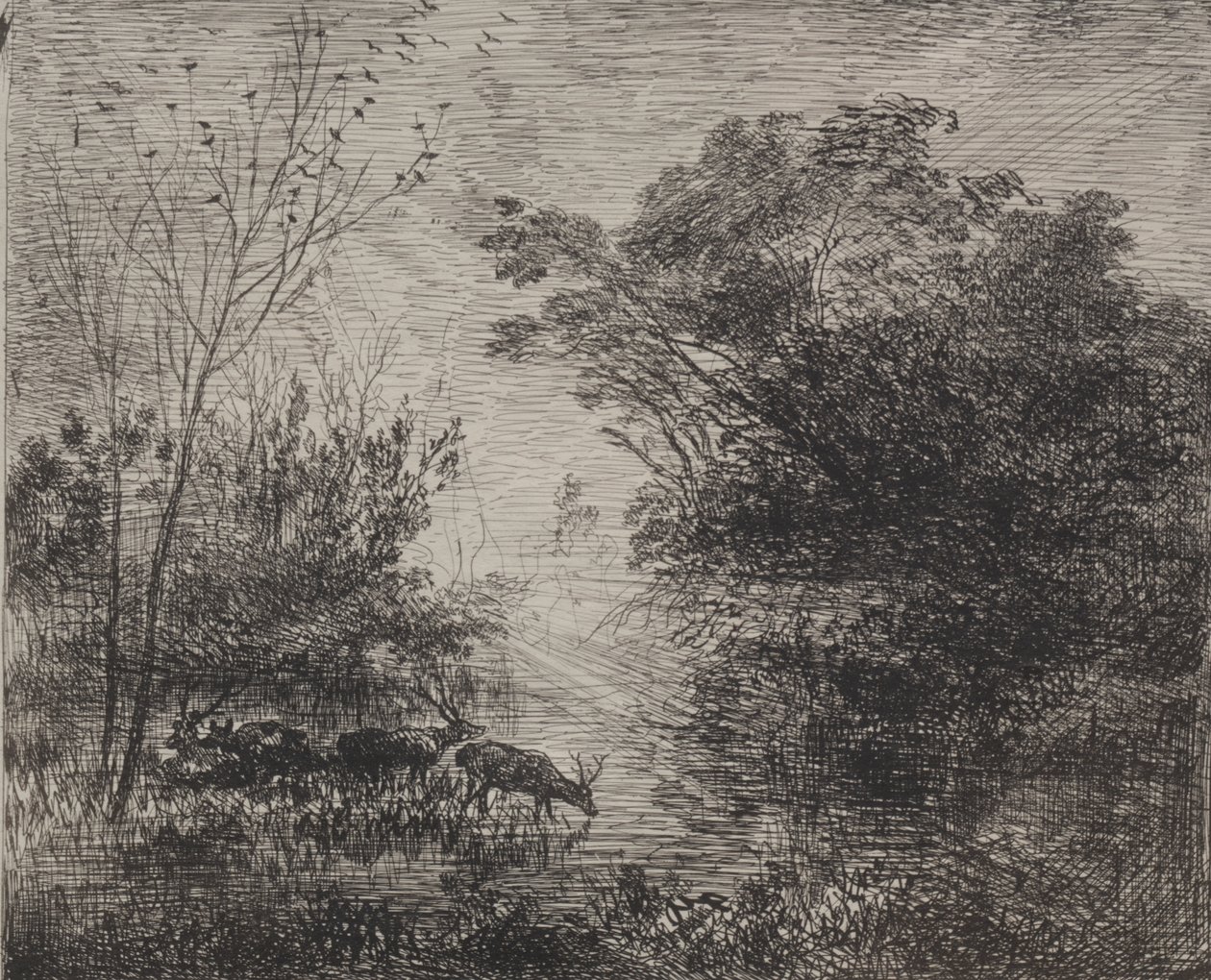geyikler by Charles Francois Daubigny