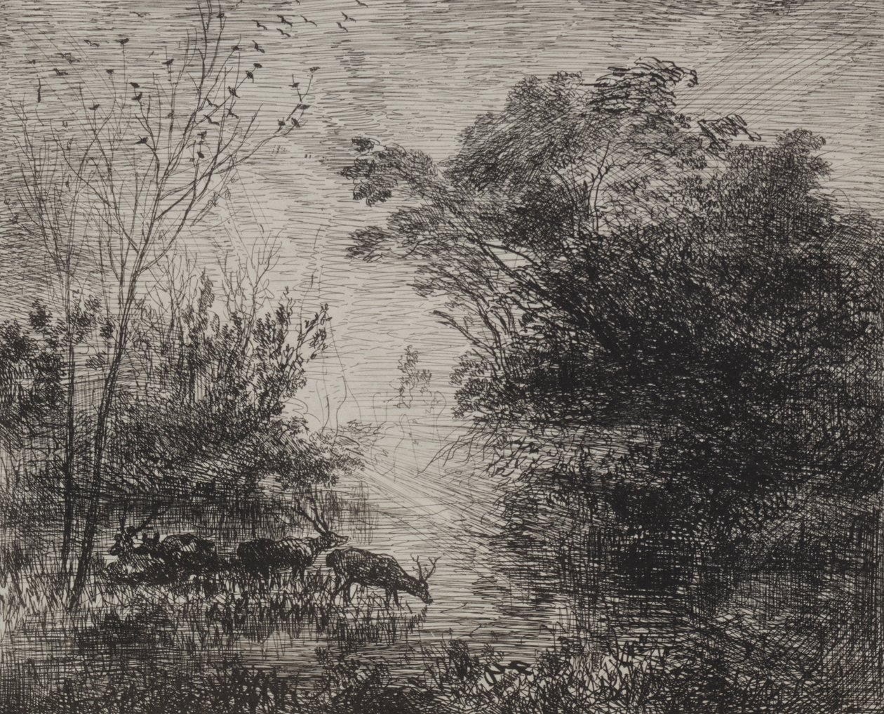 geyikler by Charles Francois Daubigny