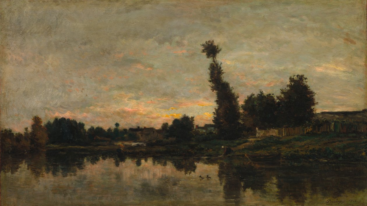 Oise Nehri üzerinde gün batımı by Charles Francois Daubigny