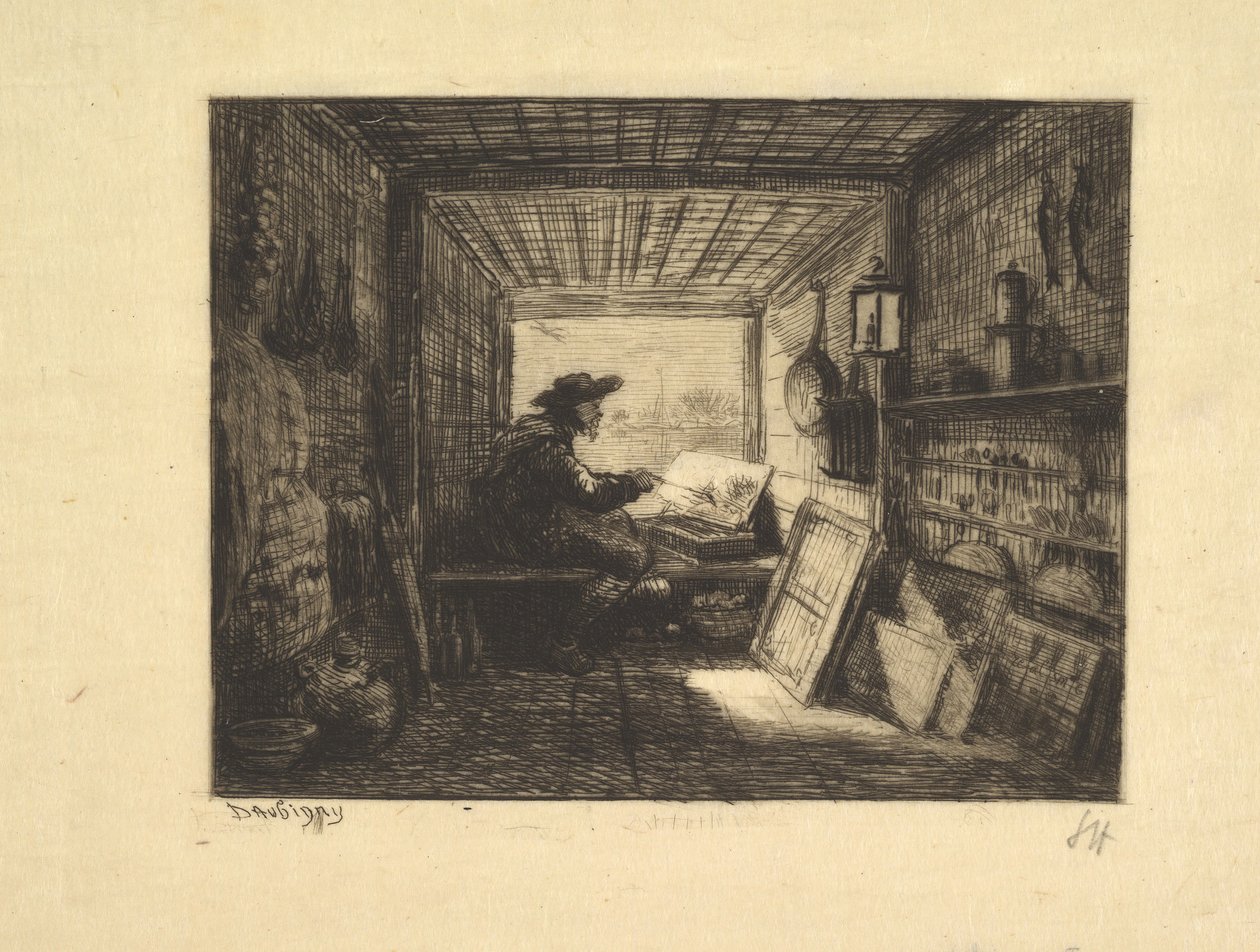 Voyage en Bateau serisinden The Boat Studio, 1862, 1861. by Charles Francois Daubigny