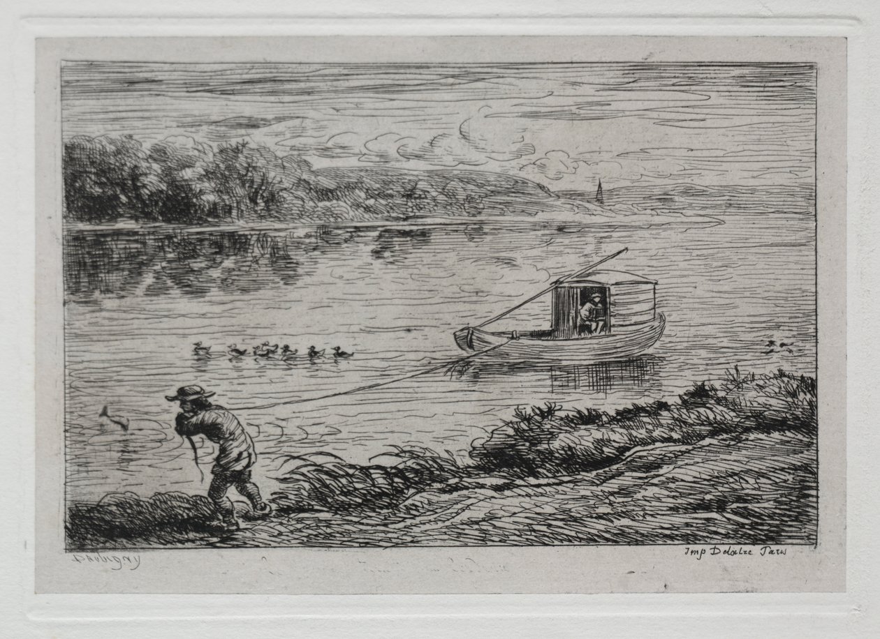 Tekne Gezisi: Çekme Halatını Çeken veya Halatla Çeken Kulübe by Charles Francois Daubigny