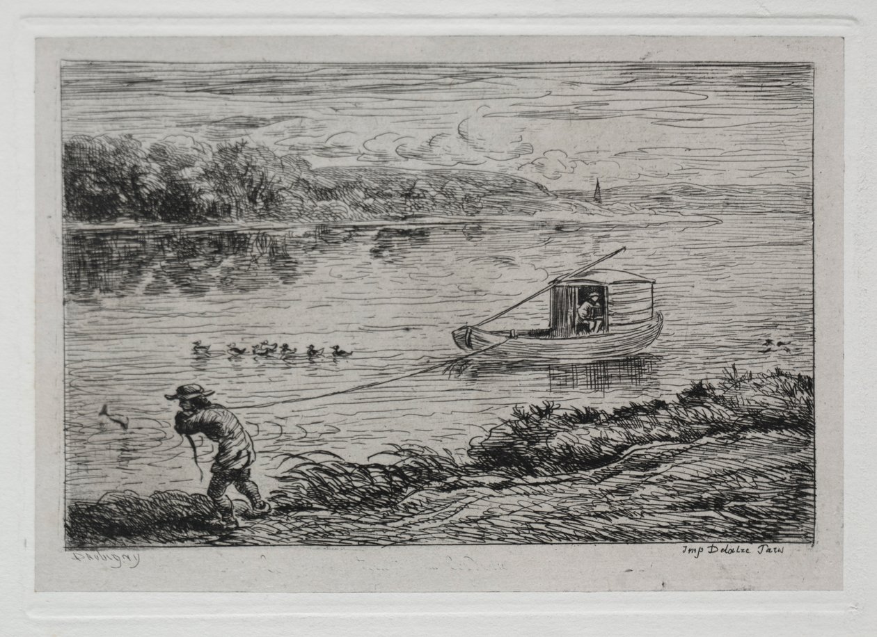 Tekne Gezisi: Çekme Halatını Çeken veya Halatla Çeken Kulübe, 1861. by Charles Francois Daubigny