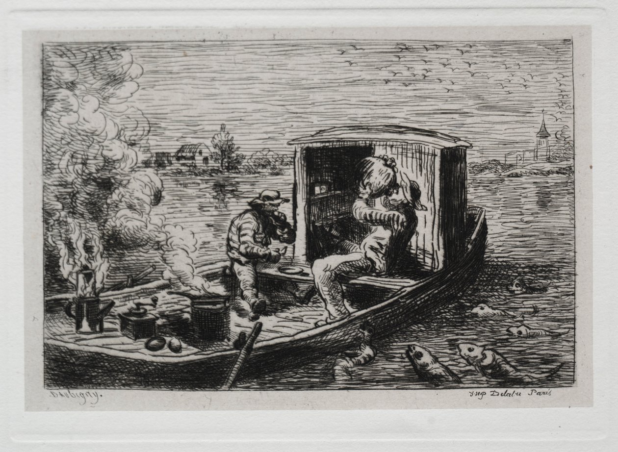 Tekne Gezisi: Teknede Guzzling veya Öğle Yemeği, 1861. by Charles Francois Daubigny