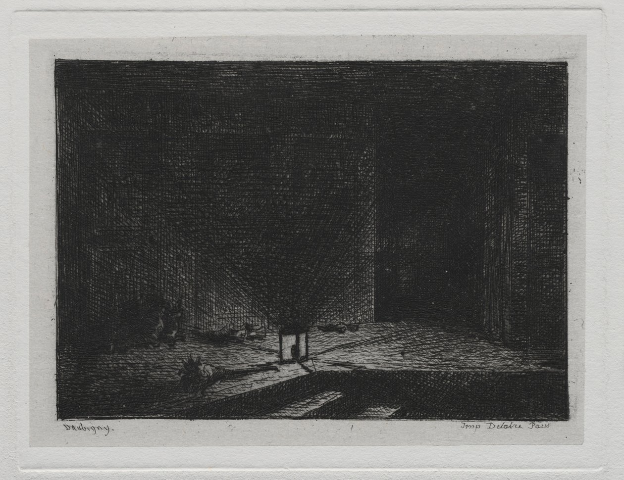 Tekne Gezisi: Bir Hanın İçi Bir Hanın Koridoru, 1861. by Charles Francois Daubigny