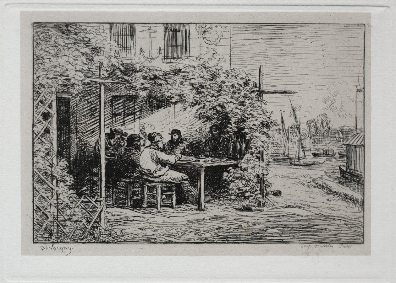 Tekne Gezisi: Asnières'te Gemiye Gitmeden Önce Öğle Yemeği by Charles Francois Daubigny