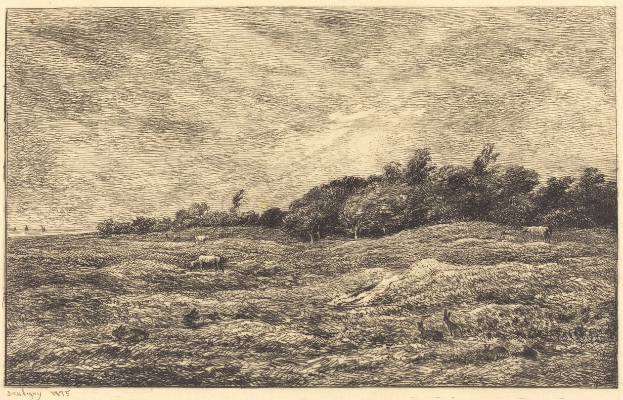 Mezardaki Çayır, Villerville yakınlarındaki (Le Pre des Graves, bir Villerville) by Charles Francois Daubigny