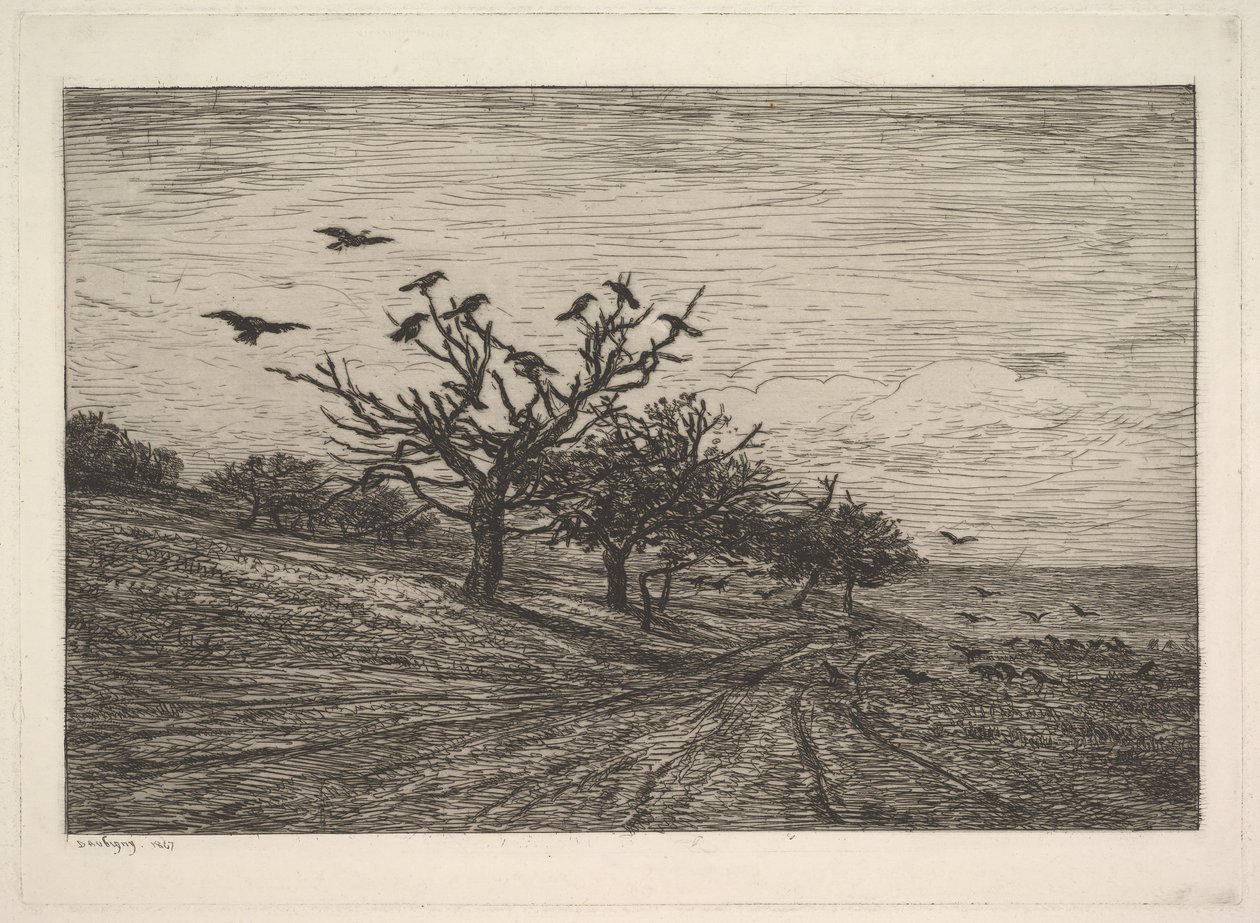 Kargalarla Dolu Ağaç, 1867. by Charles Francois Daubigny