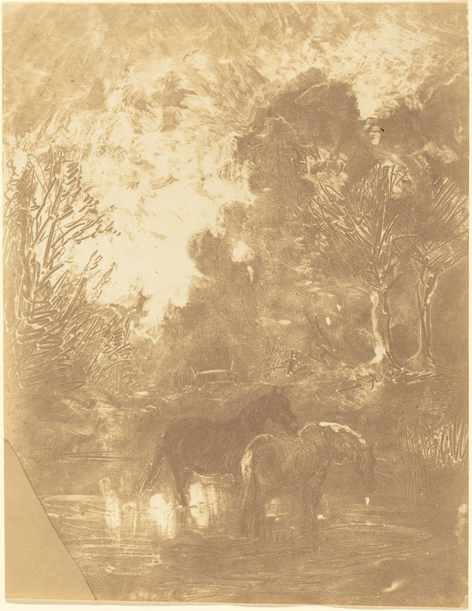 Sulama Yerinde İki At by Charles Francois Daubigny