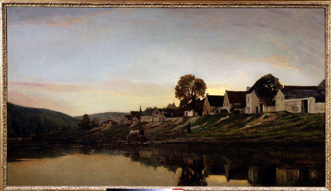 Bonnieres yakınlarındaki köy Charles Francois Daubigny (1817-1878) 1861 Özel koleksiyon. by Charles Francois Daubigny