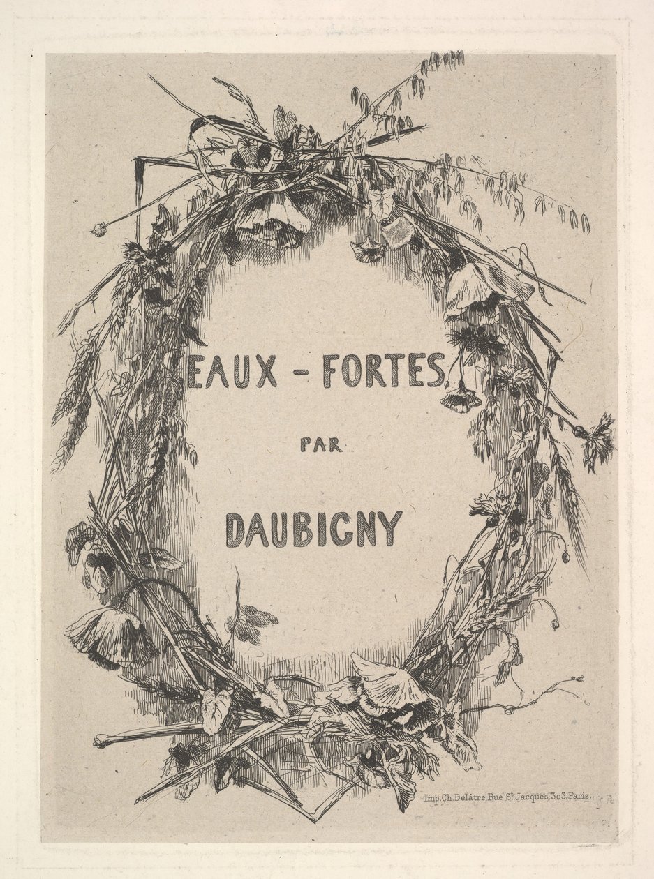 Kır Çiçeklerinin Çelengi, Eaux-Fortes par Daubigny için başlık, 1850. by Charles Francois Daubigny