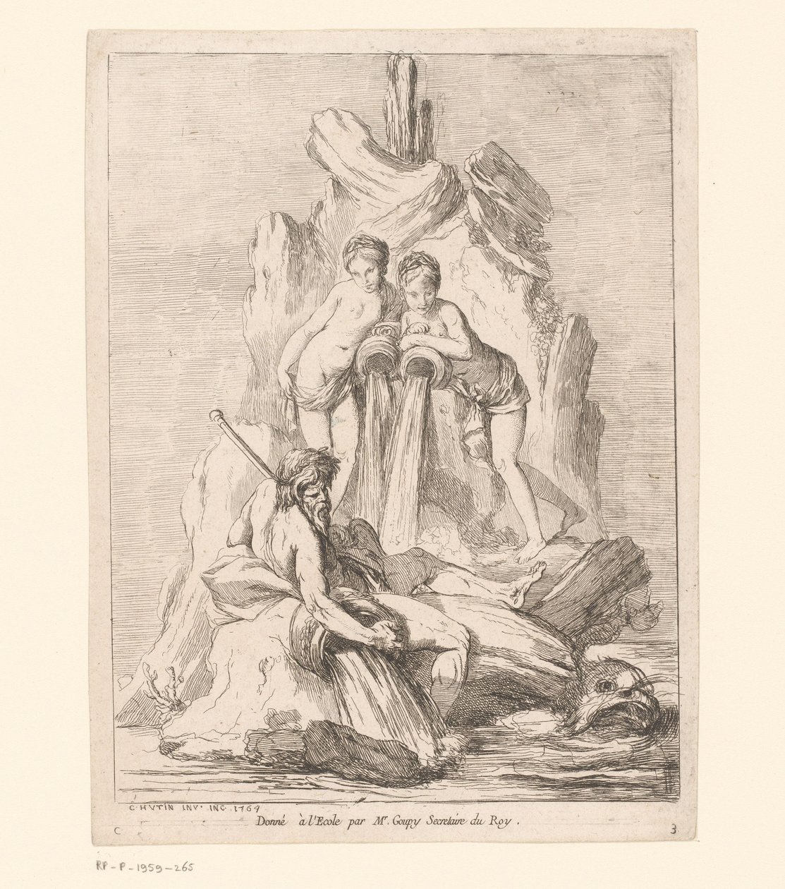 İki perisi ve bir nehir tanrısı olan çeşme Çeşmeler (dizi adı) Fontaines (dizi adı) by Charles Francois Hutin