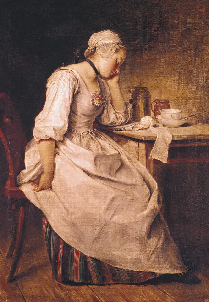 Uyuyan genç kadın by Charles Francois Hutin