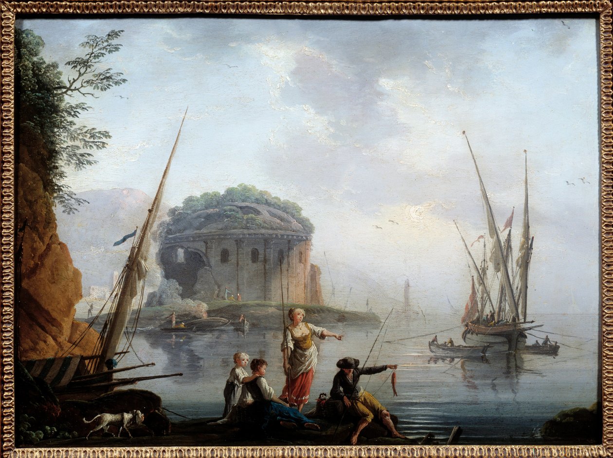 Charles Francois Grenier de la Croix ve Lacroix de Marseille (? -1782) tarafından Denizcilik Tablosu 18. yüzyıl Güneşi. 0.27x0.38 m Rouen, Güzel Sanatlar Müzesi by Charles Francois Lacroix de Marseille