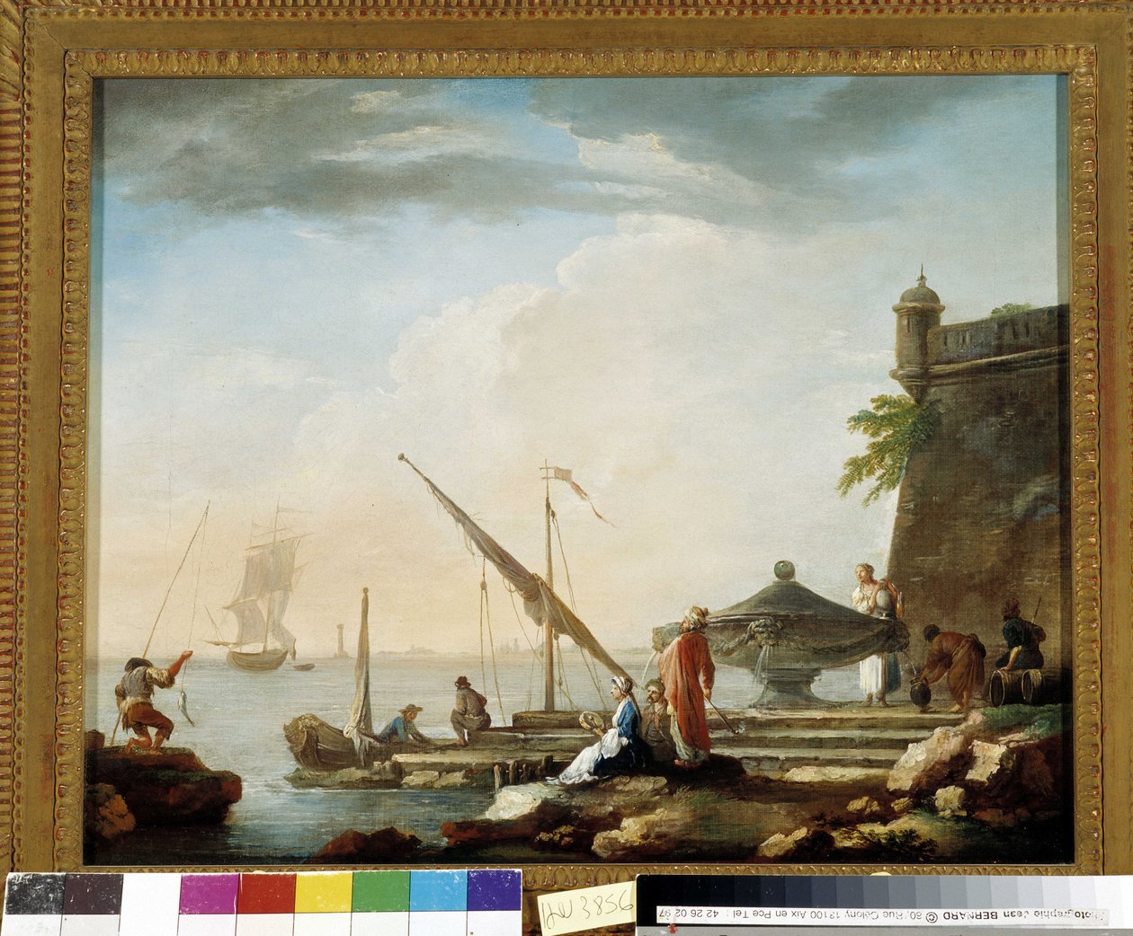 Çeşmede Akdeniz limanı. Charles Francois Grenier de la Croix dit Lacroix de Marseille (1720-1782) tarafından yapılan resim Özel koleksiyon, Marsilya. by Charles François Grenier de Lacroix