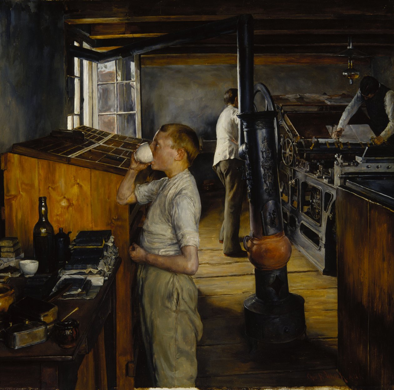The Village Printing Shop, Haarlem, Hollanda by Charles Frederic Ulrich