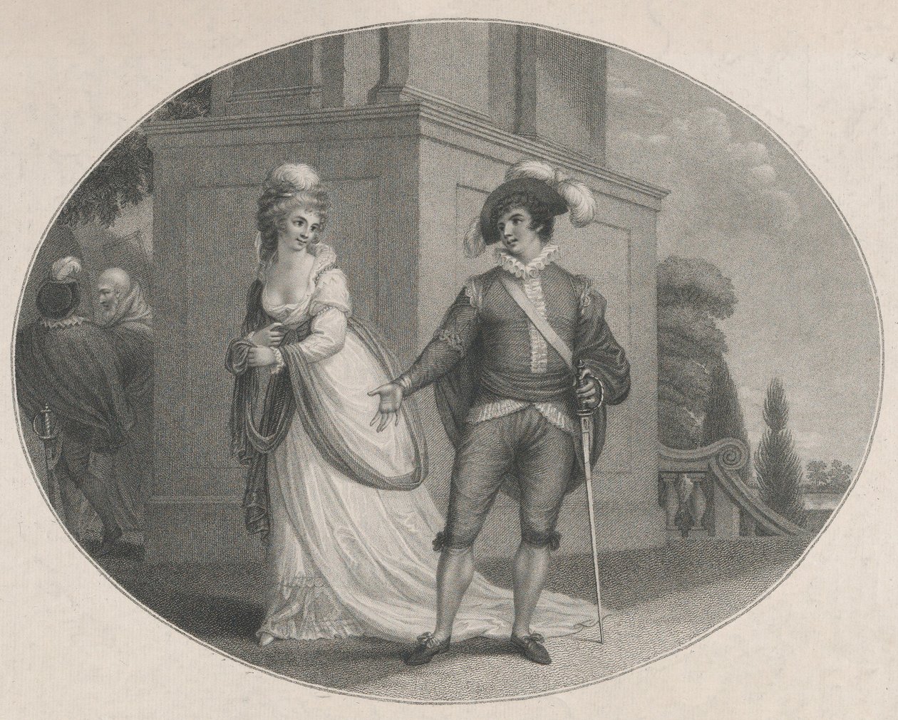 Beatrice ve Benedick Shakespeare, Hiçbir Şey Hakkında Çok Ado, 4. Perde, 1. Sahne, Au..., 12 Ağustos 1784. by Charles Gauthier Playter