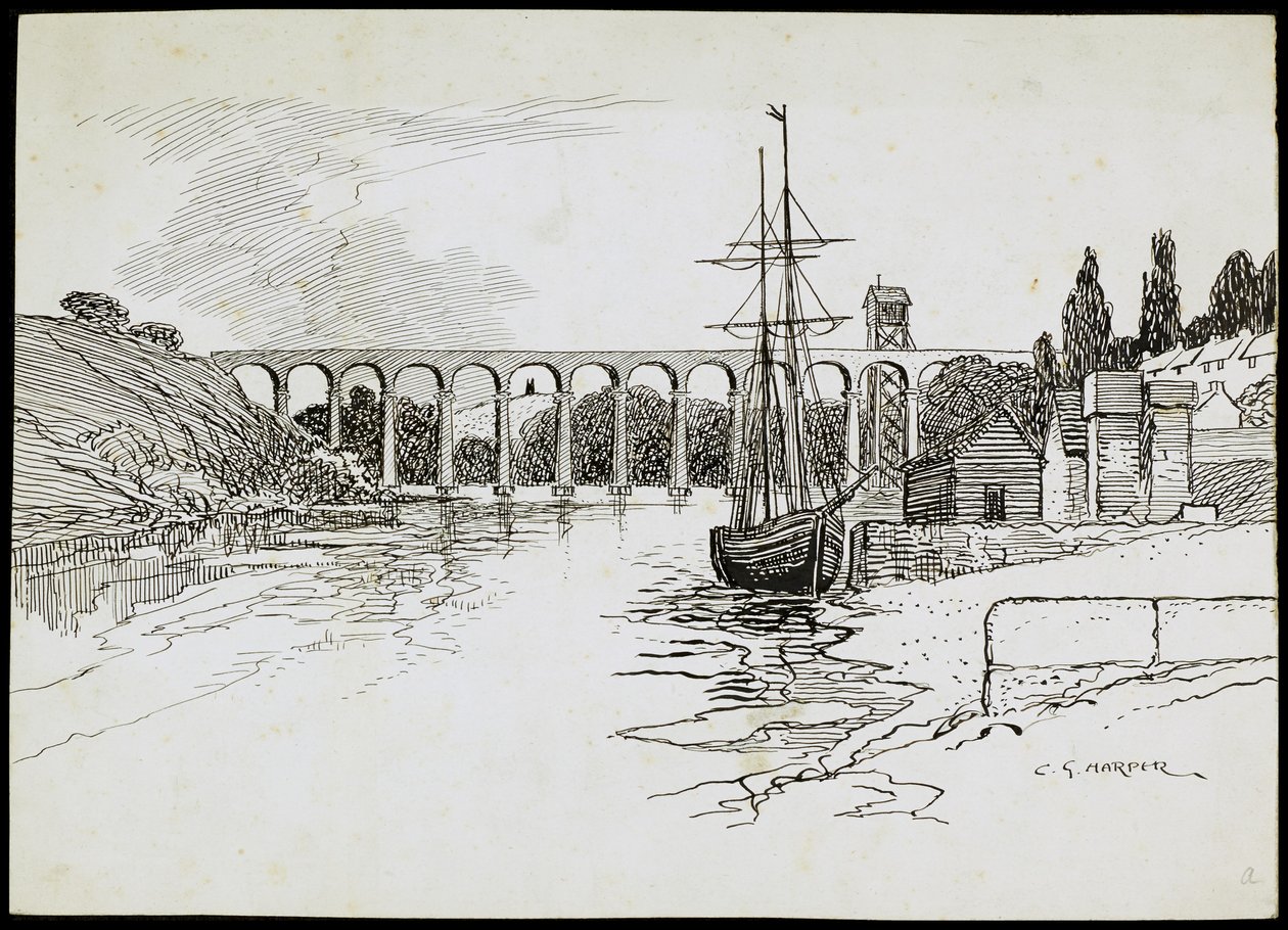 Calstock Viyadüğü, Cornwall, c1907-c1943 by Charles George Harper