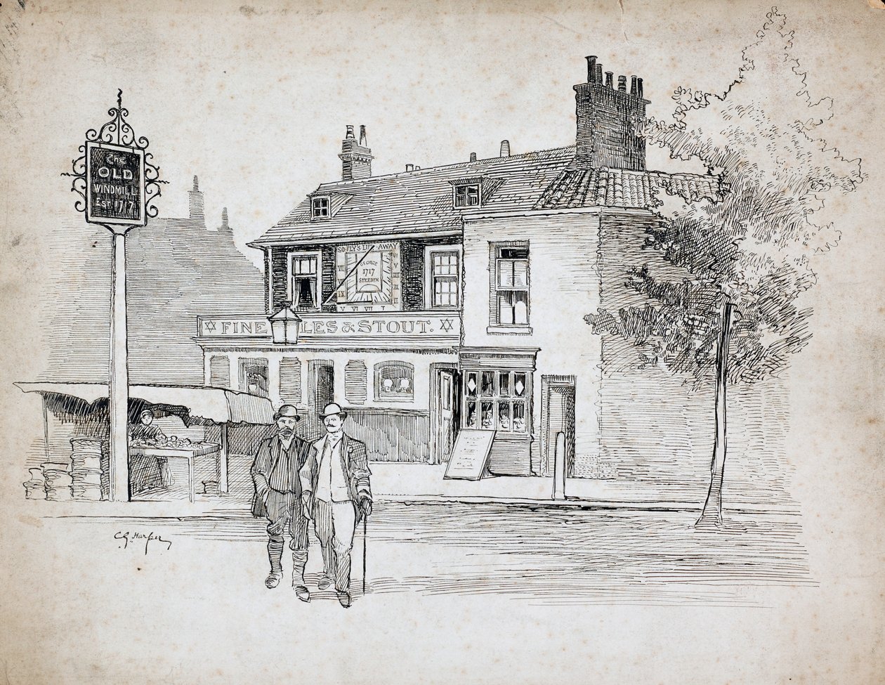 Old Windmill halk evi, 214-214 Chiswick High Road, Turnham Green, Londra, 1892-1933. by Charles George Harper