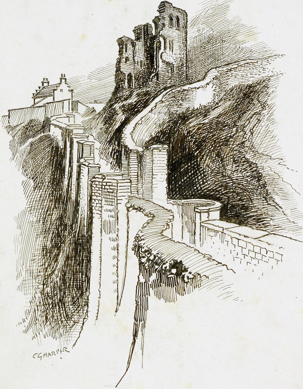 Scarborough Kalesi, Kuzey Yorkshire, 1892-1933 by Charles George Harper