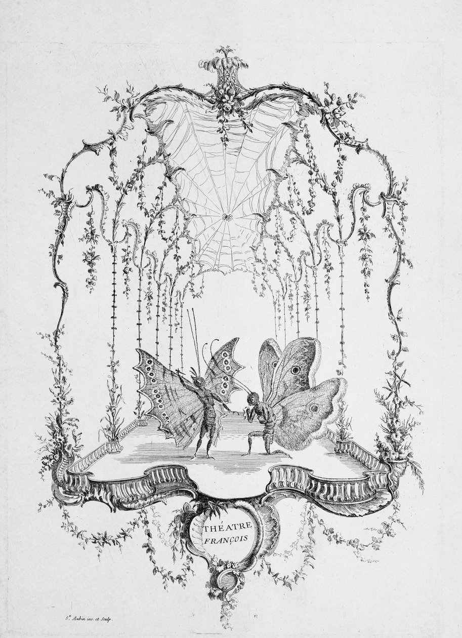 Fransız Tiyatrosu Théatre Français, Essay on Human Butterflies'den Saint A..., yaklaşık. 1756-60. by Charles Germain de Saint Aubin