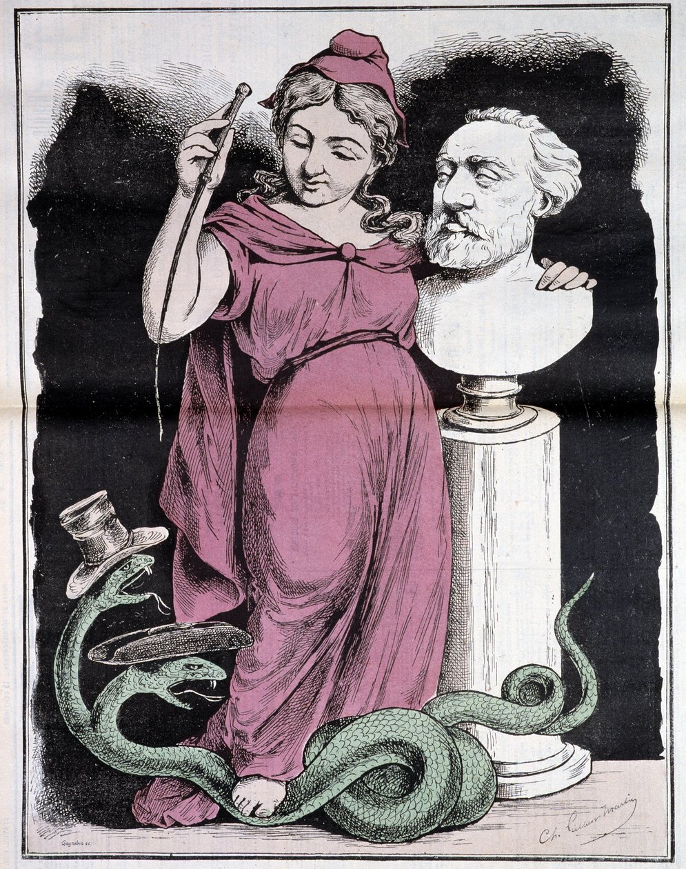 Paris şehrinin yarışmasında Cumhuriyet: Yarışma konusu - Gilbert-Martin (Marianne ve Gambetta), “Don Kişot” içinde, Mart 1878 by Charles Gilbert Martin