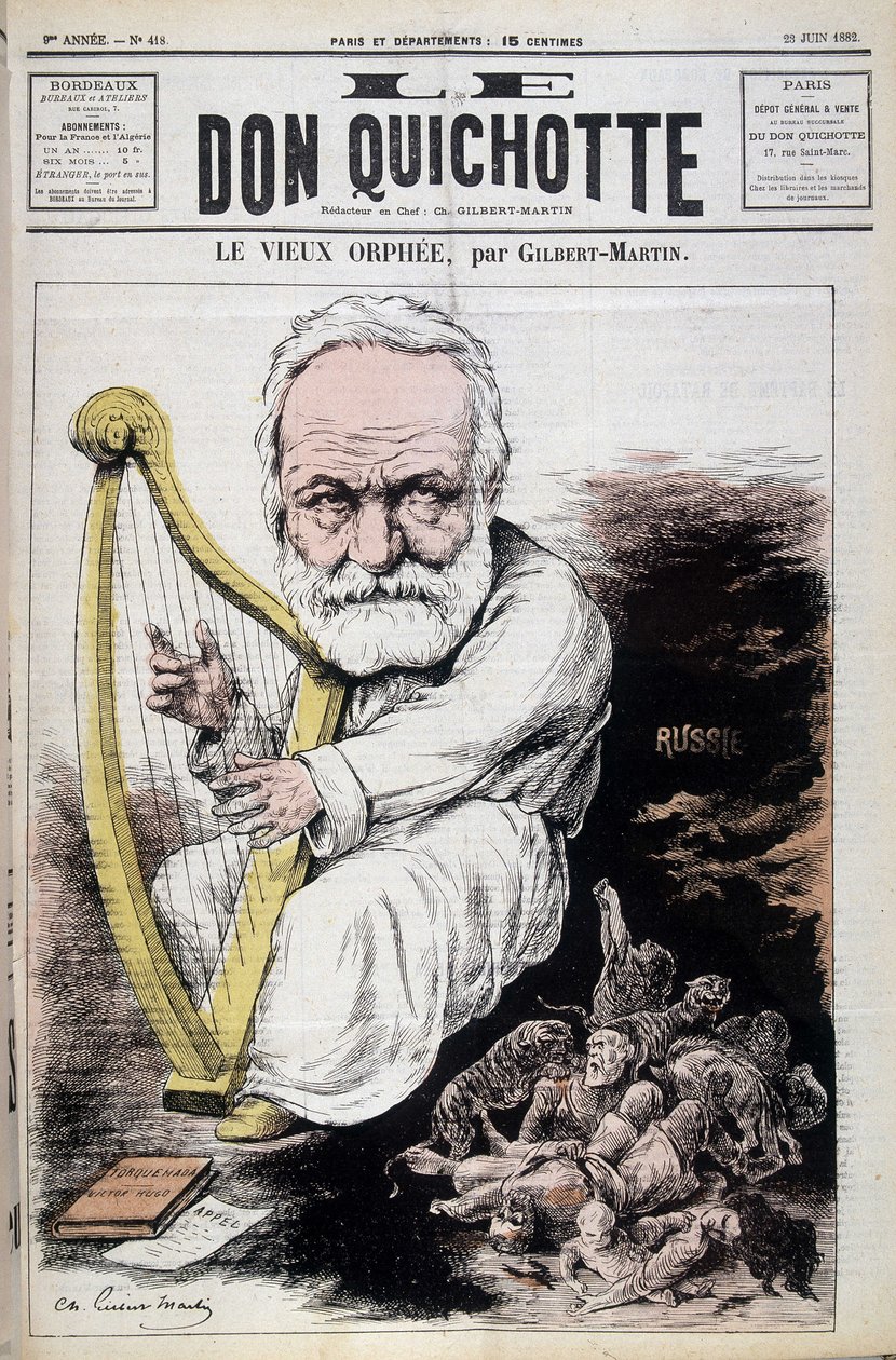 Eski Orpheus: Victor Hugo ve Rusya hakkında karikatür - Gilbert-Martin (Gilbert Martin), 23/06/1882 tarihli “” Don Kişot