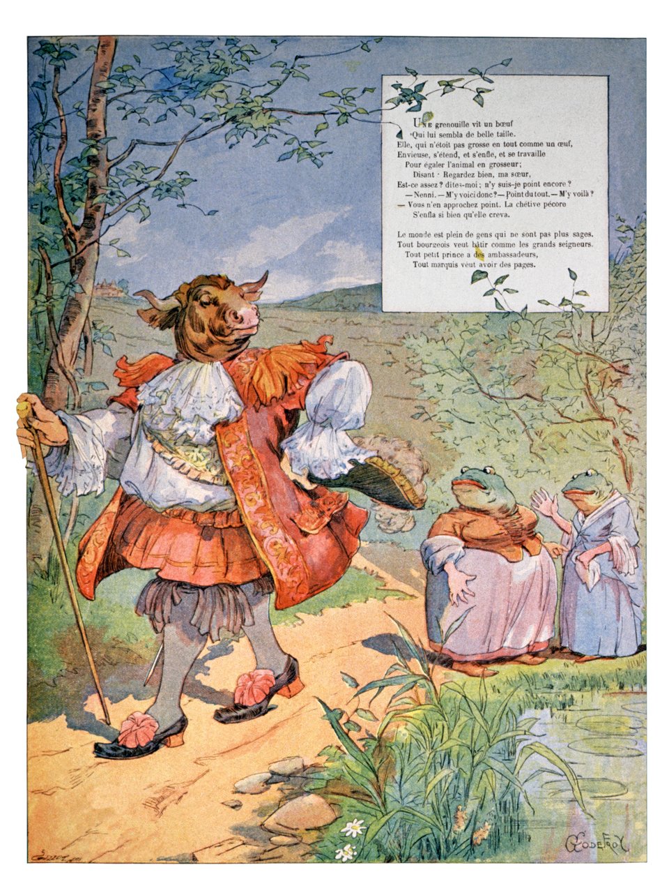 Öküz Kadar Büyük Olmak İsteyen Kurbağa, c.1900 (gravür) by Charles Gillot