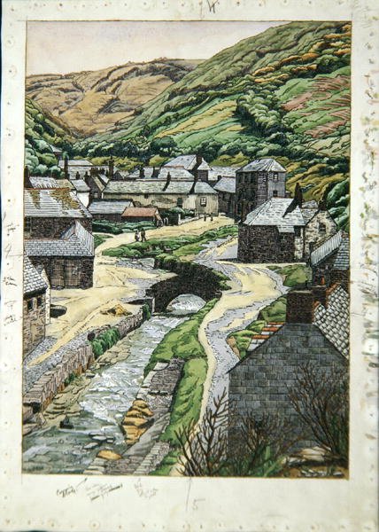 Boscastle, Cornwall, 1919 dolayları (kağıt üzerine suluboya, kalem ve mürekkep) by Charles Ginner