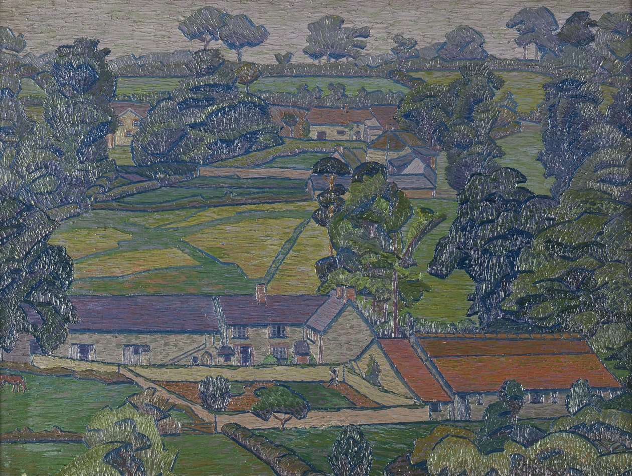 Çiftlik Evleri ile Manzara, 1912-13 dolayları (tuval üzerine yağlı boya) by Charles Ginner