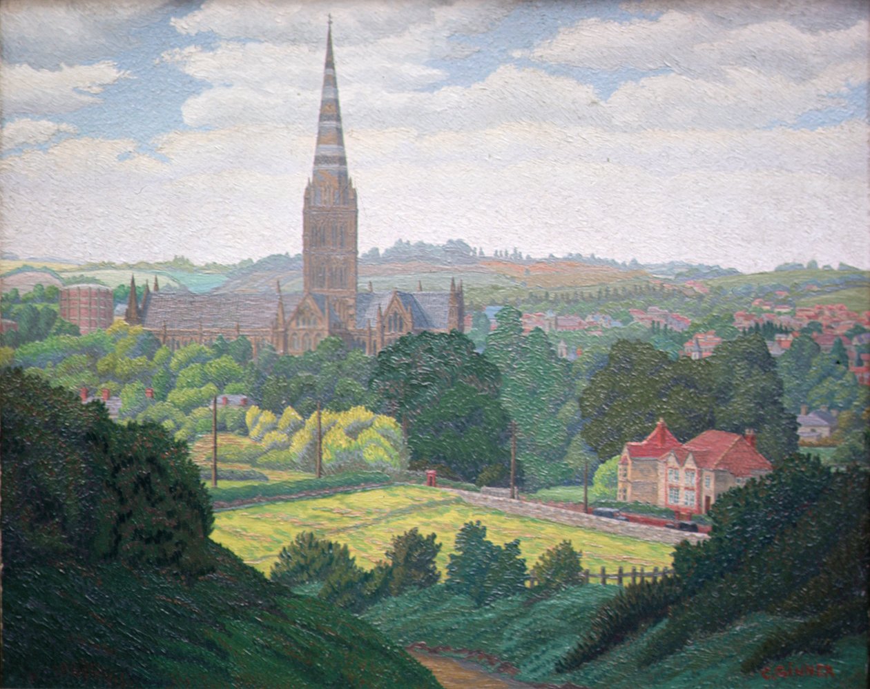 Salisbury Katedrali (yağ) by Charles Ginner