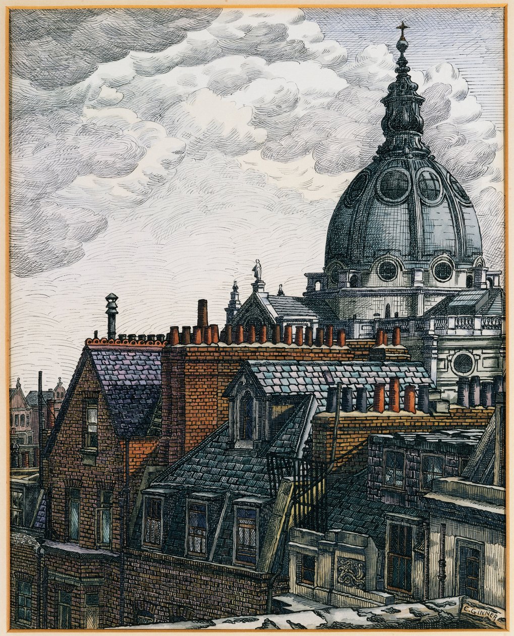 Kubbe, Brompton Oratory by Charles Ginner