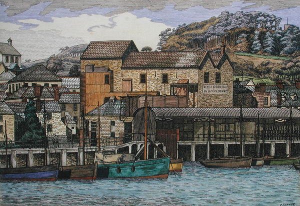 The Harbour, Boscastle, Cornwall, 1919 dolayları (kağıt üzerine kalem, mürekkep ve sulu boya) by Charles Ginner