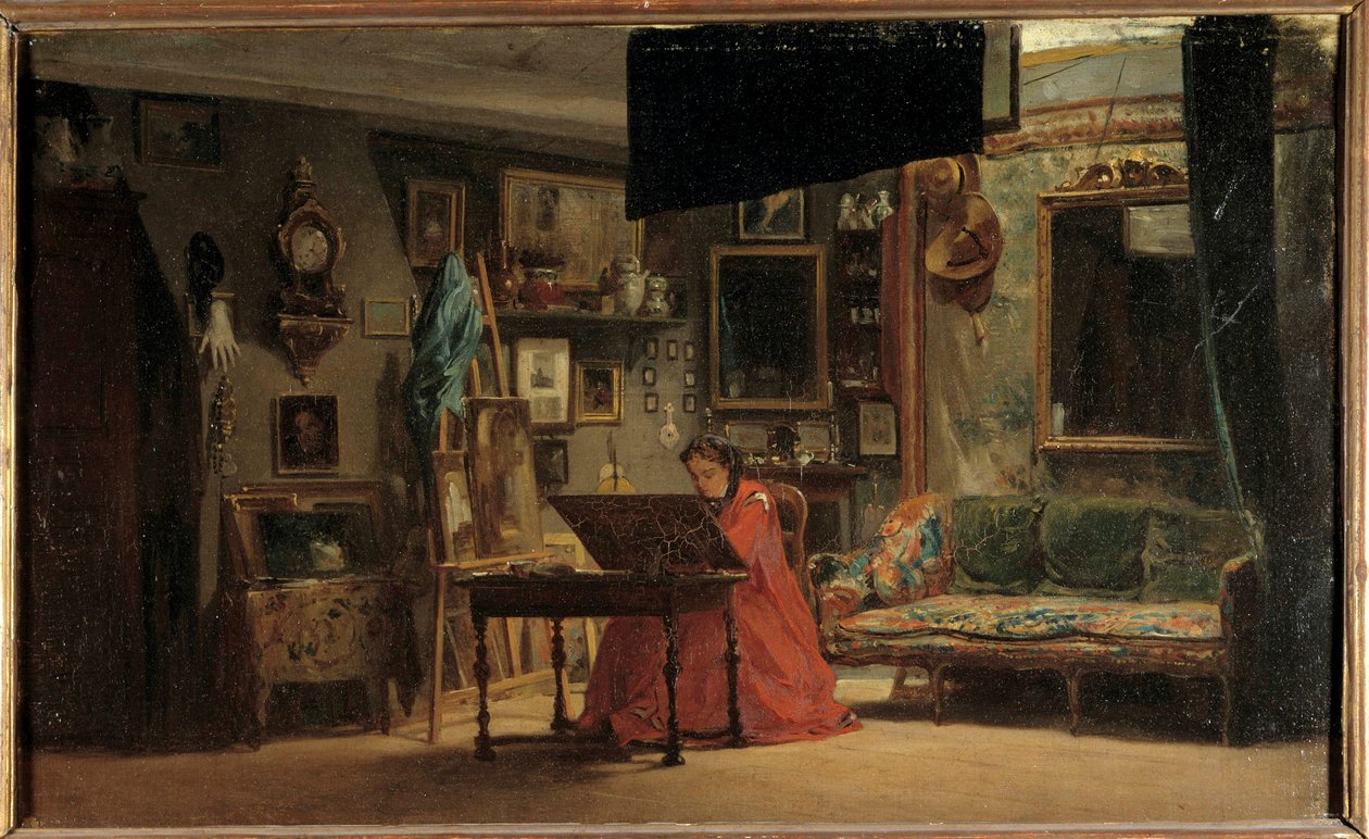 Prenses Mathilde (1820-1904) stüdyosunda, rue de Courcelles Prenses Mathilde-Letizia Bonaparte ofisinin önünde. Sebastien Charles Giraud