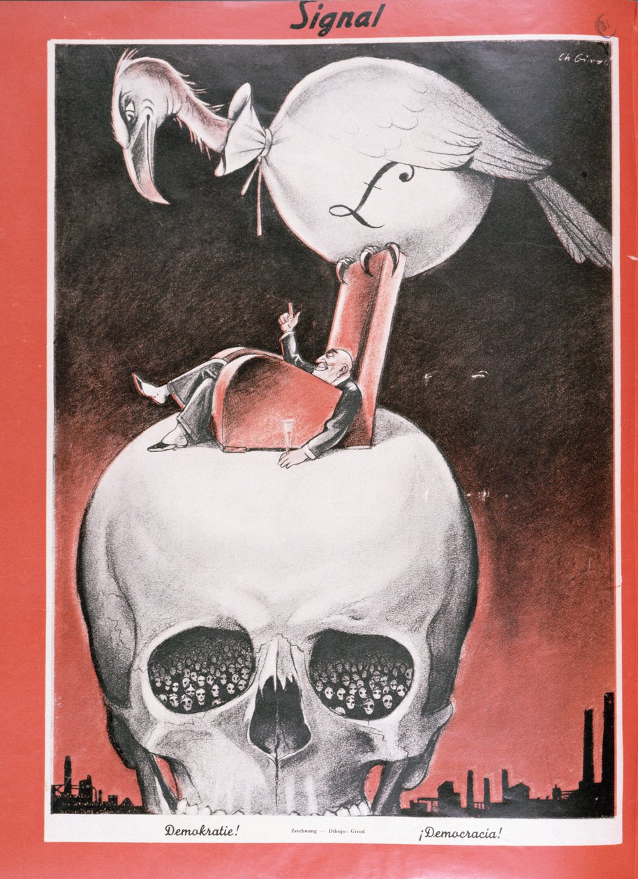 'Signal' Magazine'den 'Democracy!', Sayı 5, Mart 1941'in ilk baskısı (litho) by Charles Girod