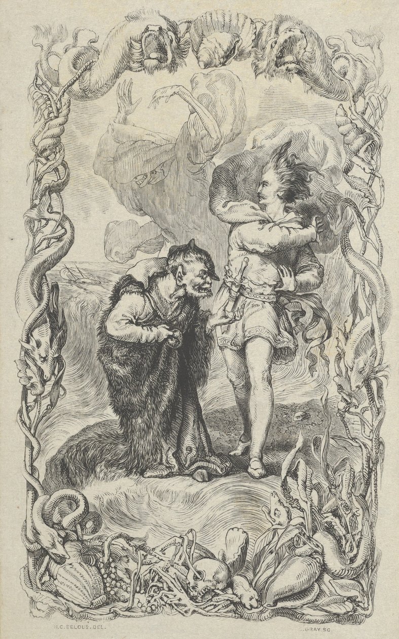 Fırtınaya Örnek: Caliban, Ferdinand ve Ariel, 1836. by Charles Gray