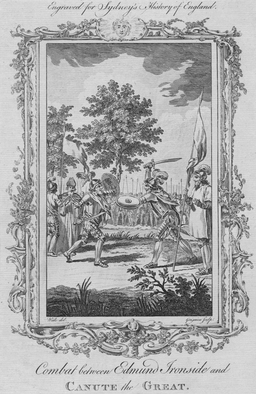 Edmund Ironside ve Canute the Great arasındaki savaş, 1773. by Charles Grignion