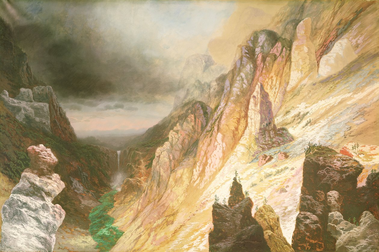 Aşağı Şelaleler, Yellowstone Nehri Büyük Kanyonu, 1886 by Charles H. Chapin